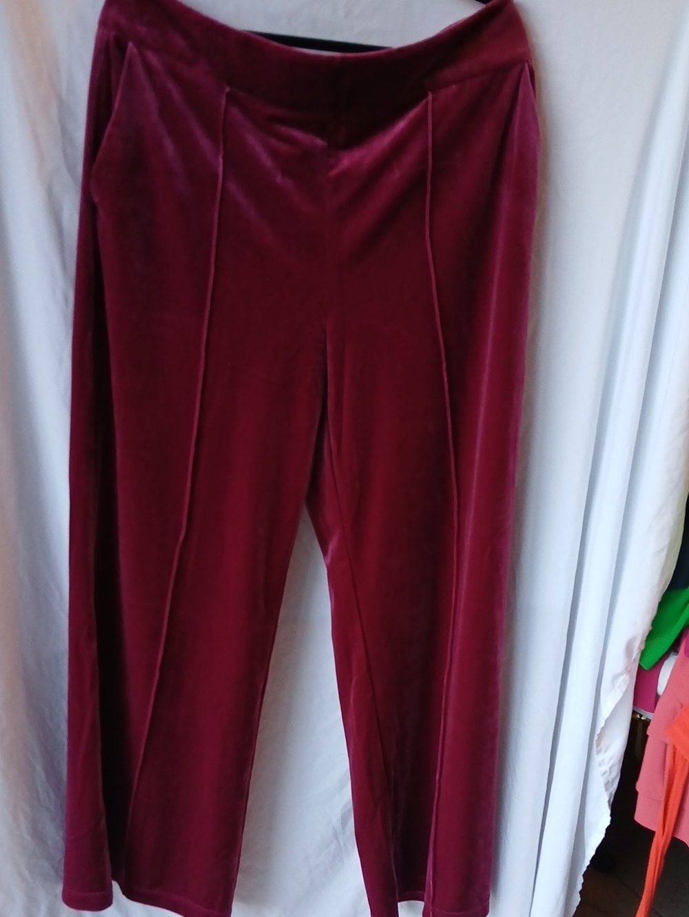 INC International Concepts Velvet Wide-Leg Pants - Burgundy